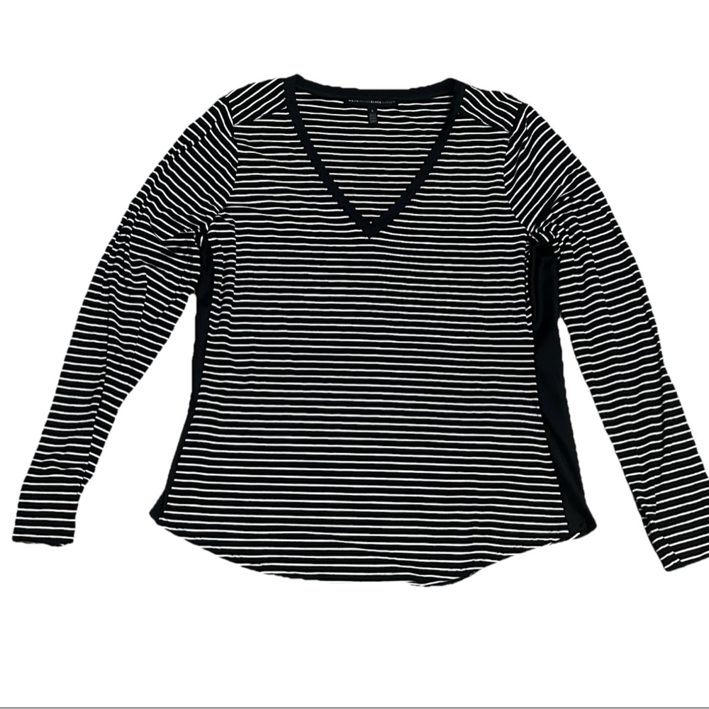 Women's White House Black Market Striped Top Black/White L